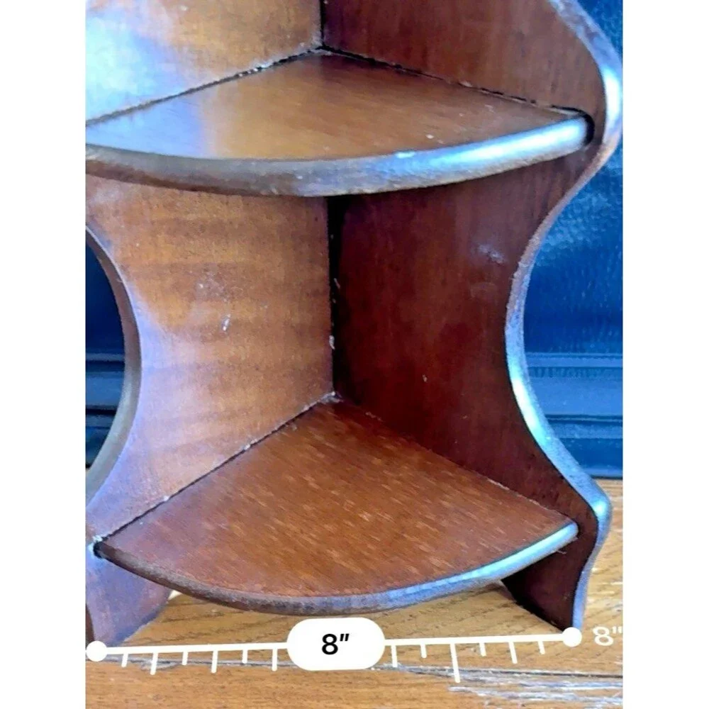 Vintage Wooden 3 Tier Wall Corner Shelf Display Shelf Hanging/free Standing 20